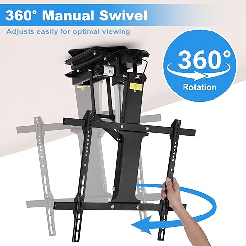 Miniatura 2 de Soporte de TV giratorio manual de 360 TOPSKY eléctrico ajustable con control remoto y aplicación, soporte de techo motorizado grande para