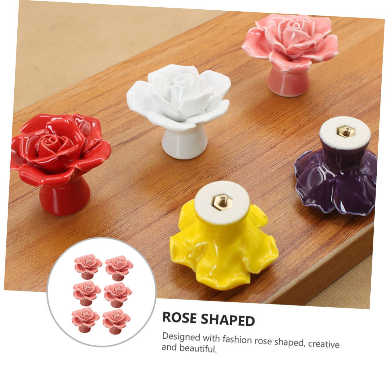 6 Pezzi Manico in ceramica rosa maniglia per tirare la porta pomelli per porte per armadi decorativo antico toeletta maniglia porta maniglie pomelli per cassetti