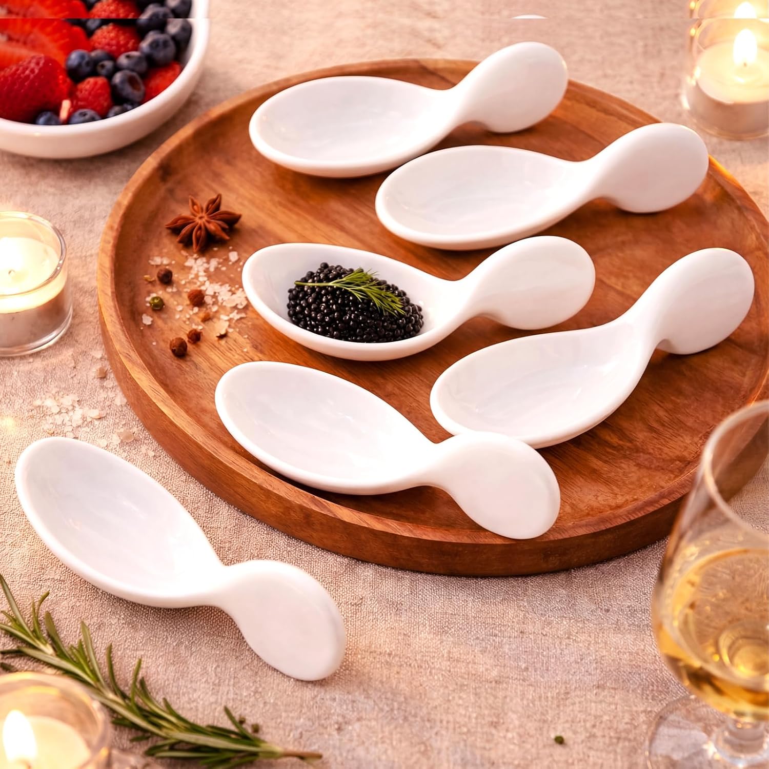 Hushee 12 Pack Fish Shaped Porcelain Tasting Spoons, 4 Inch approved Appetizer & Caviar Spoons, Chip-resistant for Buffet Serving, Sample Tasting Ceramics Spoon for Restaurant, Birthday Wedding