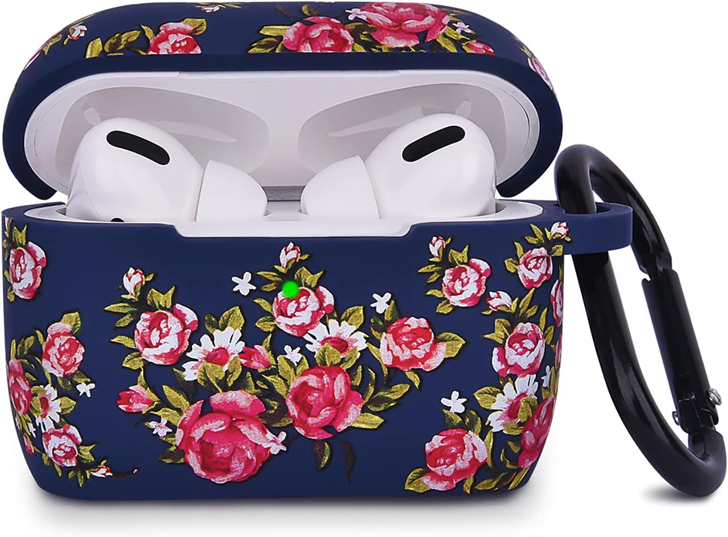 AIRSPO Silicone Cover Compatible AirPods Pro 1st Generation Case Floral Print Protective Case Skin for Apple Airpod Pro Charging Case 2019 LED Visible Shock-Absorbing Soft Slim Silicone Case