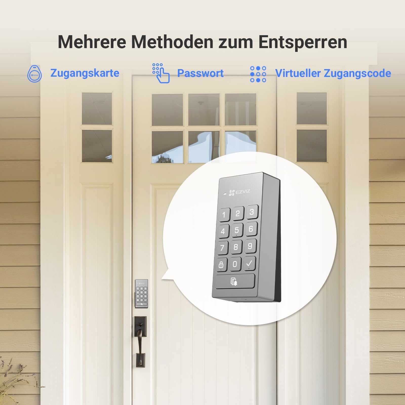 EZVIZ Smart Lock DL01 Pro mit Keypad & Gateway & Türsensor, Elektronisches Türschloss mit Austauschbaren Batterien, Smartes Türschloss, Öffnen per Ezviz App, Code, RFID karte, Unterstützt Matter