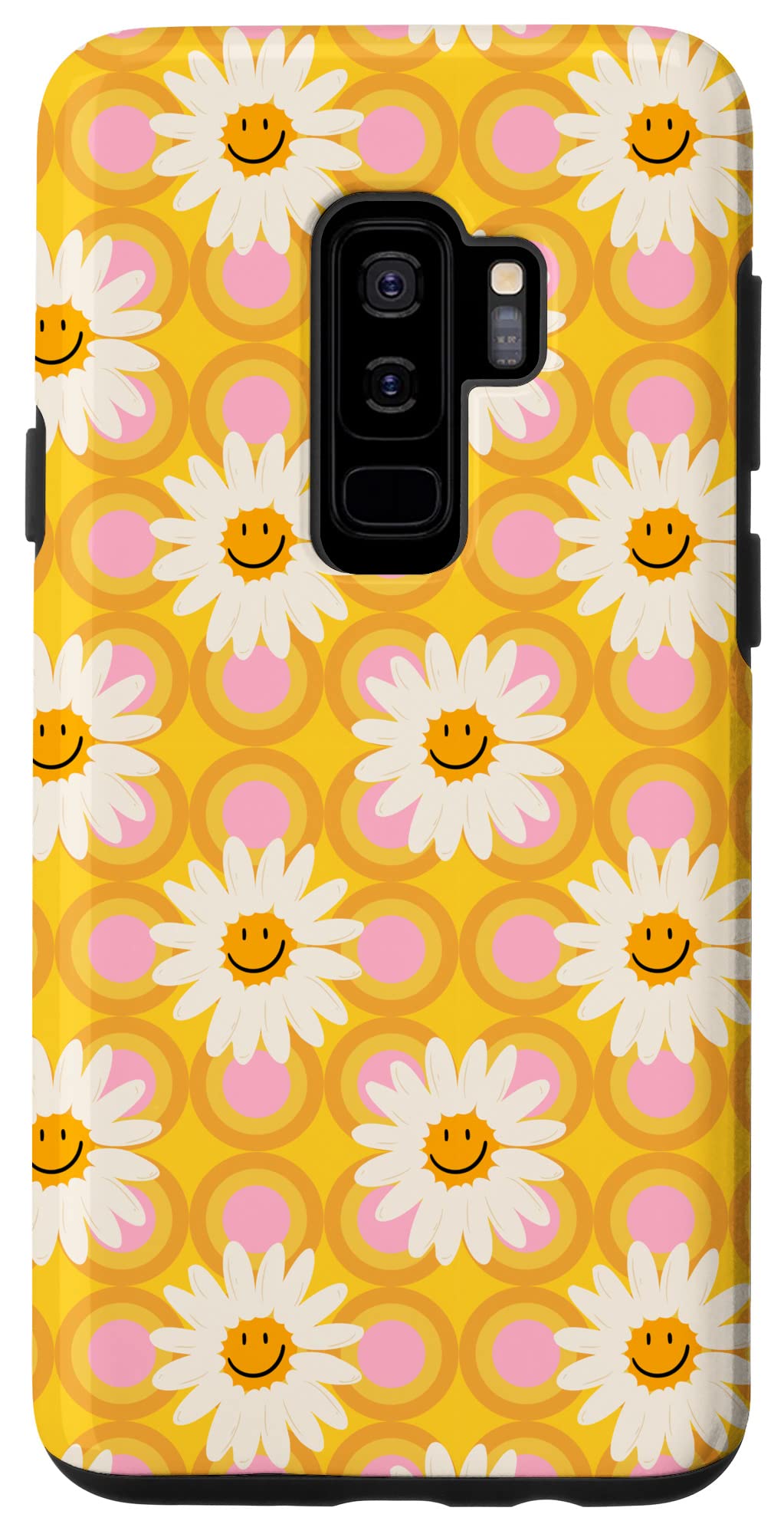 Galaxy S9+ Retro Flower Hippie Daisy 60s 70s Groovy Smile Face Case