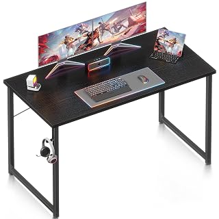 ODK 48 Inches Computer Desk for Small Spaces, Study Table for Home Office, Writing Desk with Headphone Hooks, Black - Amazon product rated Grade A