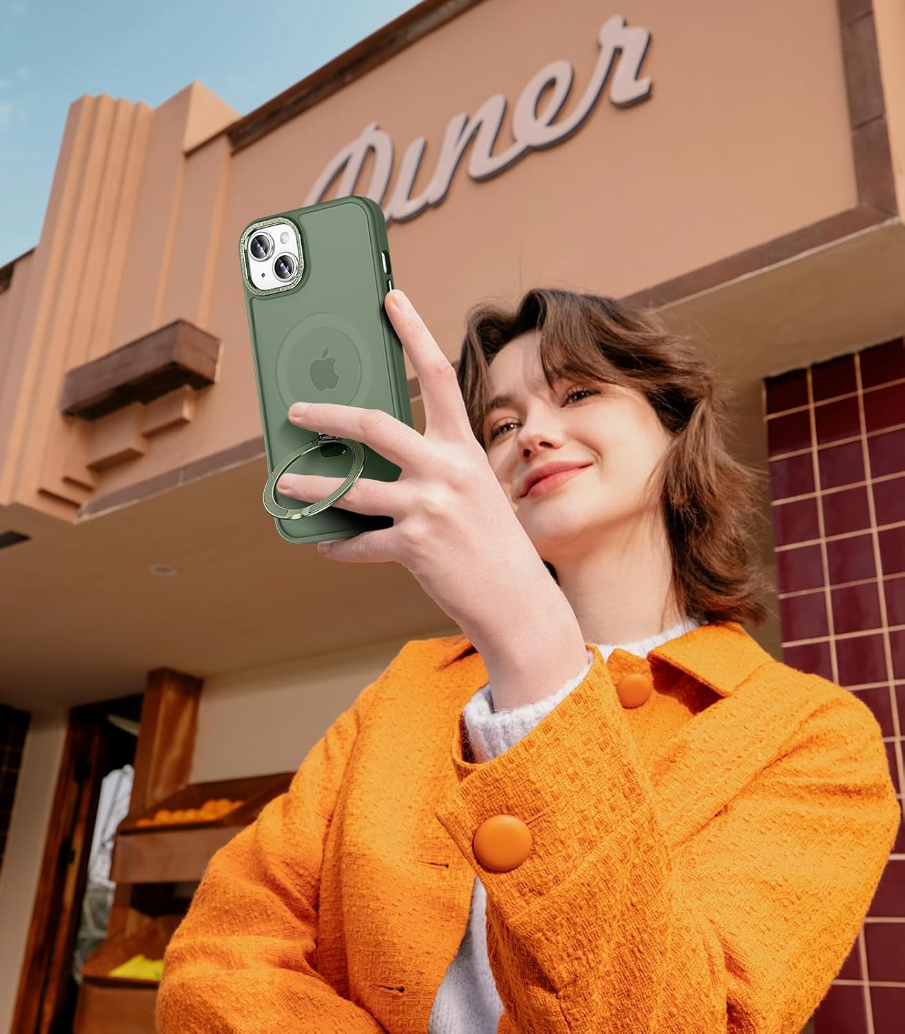 Magnetic for iPhone 15 Plus Case with Ring Stand, [10 FT Drop Protection] [Velvety Touch] Slim Translucent Matte Back Shockproof Phone Case for iPhone 15 Plus 6.7'', Midnight Green - Image 7