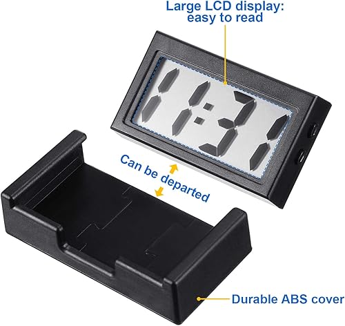Miniatura 3 de Frienda 12 piezas Mini reloj digital pequeño reloj digital con soporte autoadhesivo a pilas para tablero de automóvil, nevera (negro)