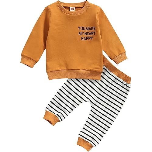 Infant Baby Boy Long Sleeve Clothes Set Tiger/Dinosaur Printed Sweatshirt and Pants 2Pcs Spring Fall Outfits