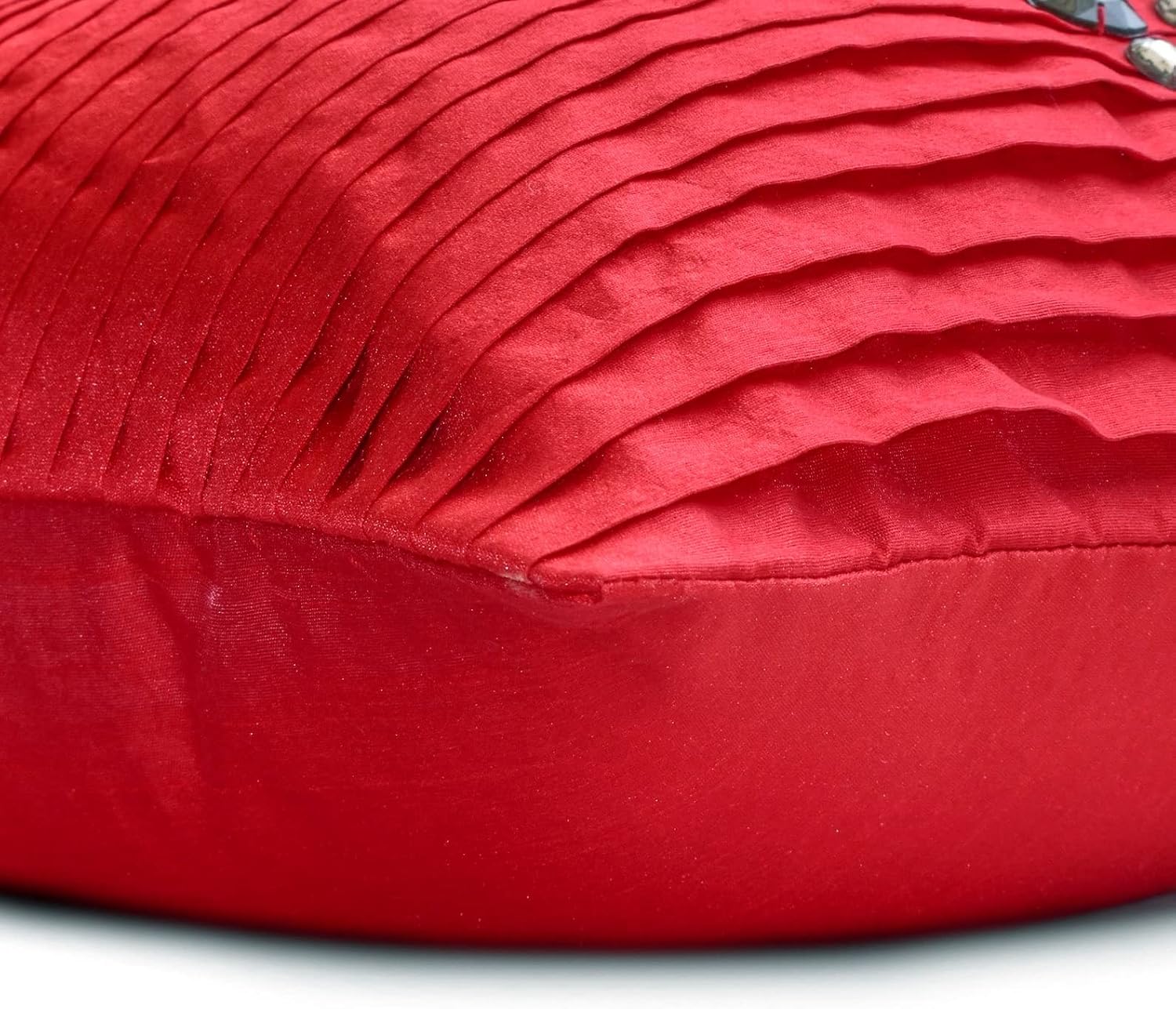 The HomeCentric Designer Red 12"x16" (30x40 cm) Lumbar Pillow Cover, Silk Pintucks & Crystal Oblong Pillow, Striped Pattern Modern Style - Crystal Dreams Red