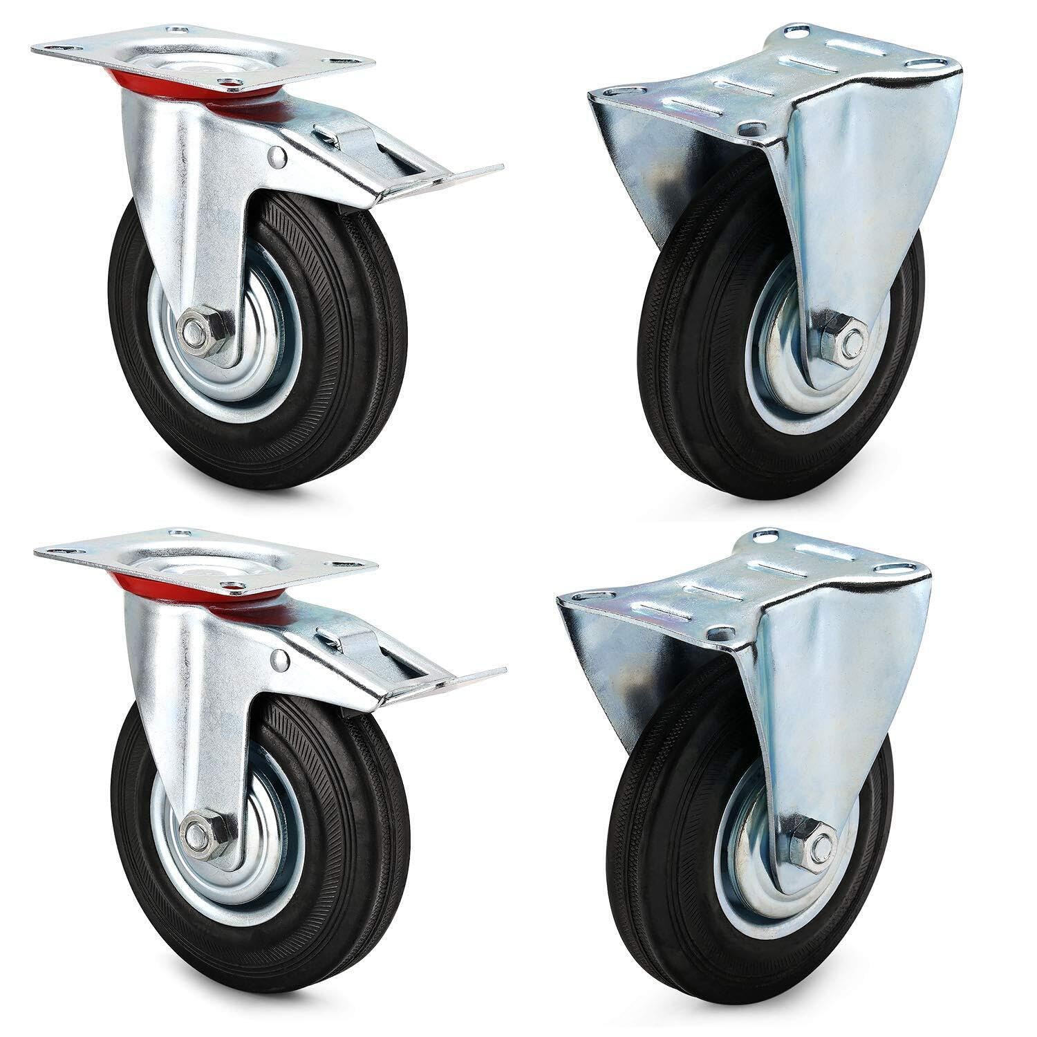 4 Ruote Per Carichi Rotelle 160 mm 600 KG 360 （2 Ruote Fisse + 2 Ruote Girevoli con Freno）