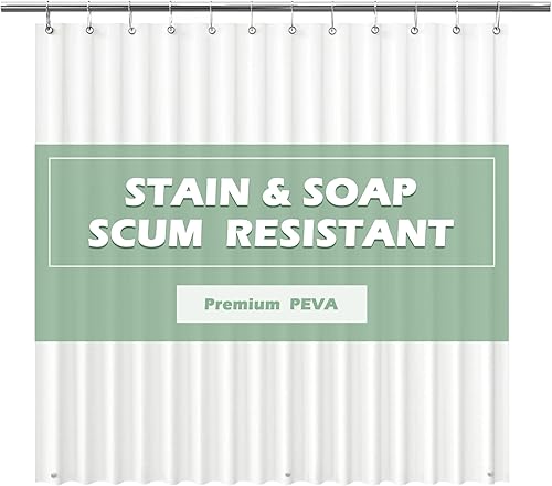 EHZNZIE - Forro de cortina de ducha ligero, PEVA 4G, resistente a las manchas, impermeable, sin olores químicos, con ojales de metal inoxidable, 72