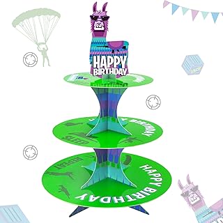 Llama Theme Video Game Party Supplies, 3 Tier Video Game Cupcake Stand for Game Fans Birthday Celebration Tea Llama Game Party Decorations