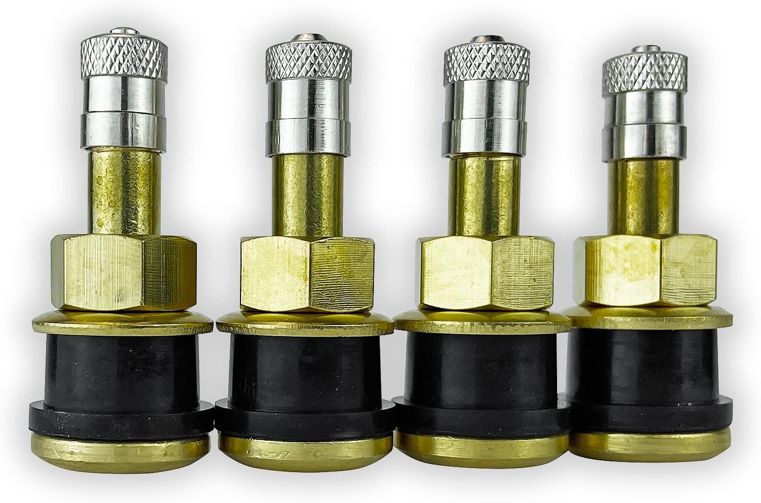 Haltec Four TR501 Straight Truck and Bus Tire 1 1/2 inch Brass Clamp in Valve Stems for Wheels with 0.625 (5/8 inch) inch Valve Holes. TV-501A Valve Stems.