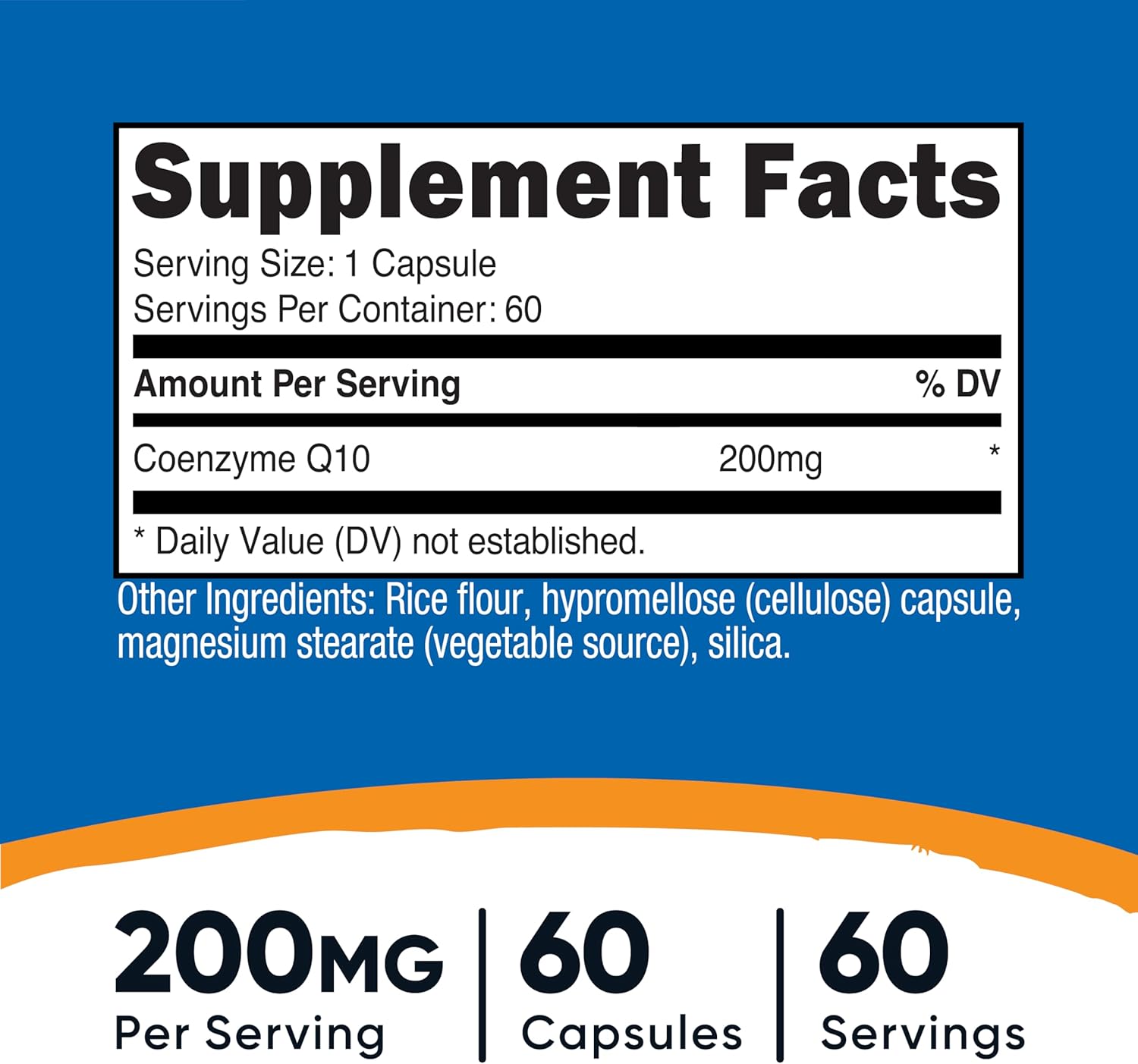 Nutricost CoQ10 200mg, 60 Vegetarian Capsules, 60 Servings - High Absorption, Vegetarian, Non-GMO, Coenzyme Q10