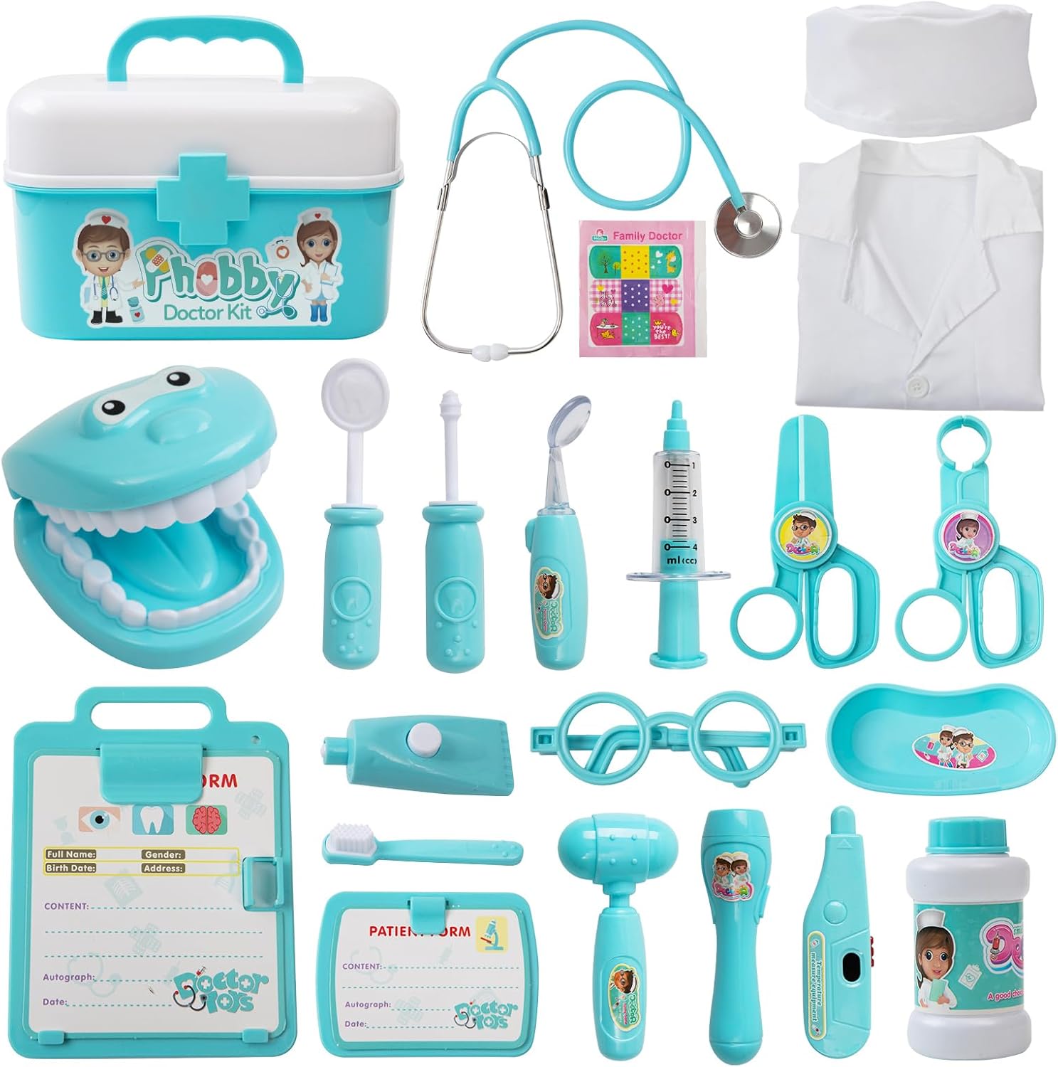 Phobby Durable Doctor Kit for Kids, 27 Pcs Deluxe Pretend Play Medical