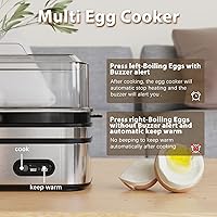 Vista 5 de Evoloop Rapid Egg Cooker Electric 6 Eggs Capacity, Soft, Medium, Hard Boiled, Poacher, Omelet Maker Egg Poacher With Auto Shut-Off, BPA Free