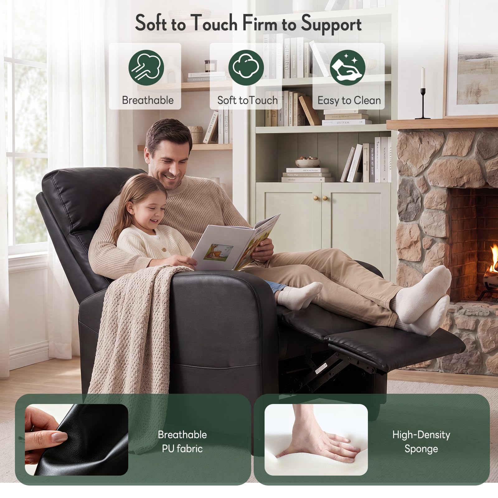 The 5 Best Small Recliners for Small Spaces in 2026 2 HAPPYMONT Massage Recliner Chair, Recliner Sofa Fabric for Adults, Recliners Hom — product photo