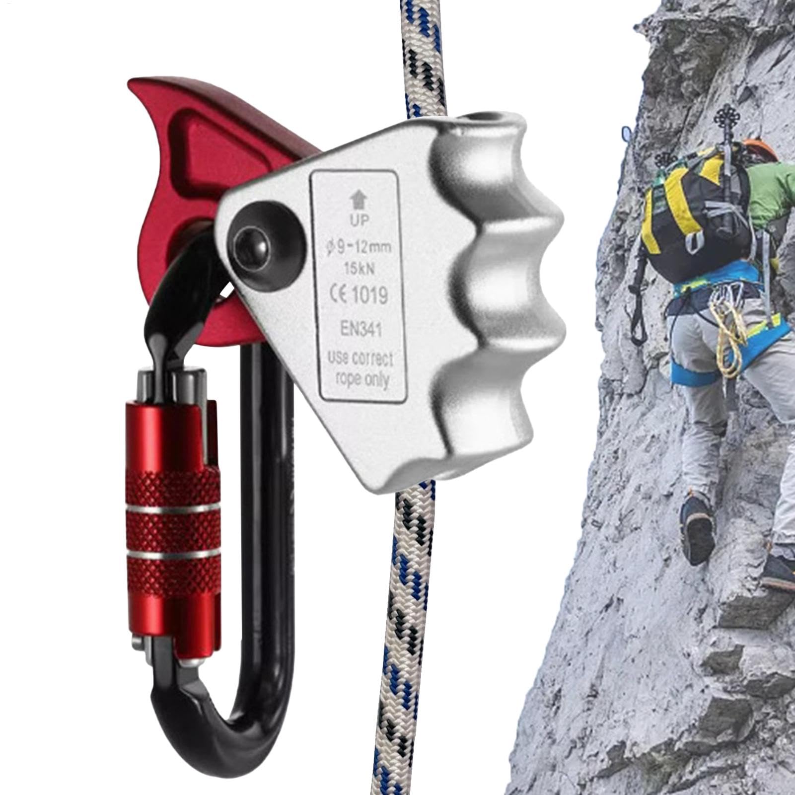 Selbstsichernder Seilgreifer, Seilgreifer für den Außenbereich,Legierungs-Seilgreifer mit 24KN-Schnellverschluss, 15KN-Sicherheitsseilgreifer - Mehrzweck-Rettungs-Lanyard-Greifer, selbstsichernder Sei
