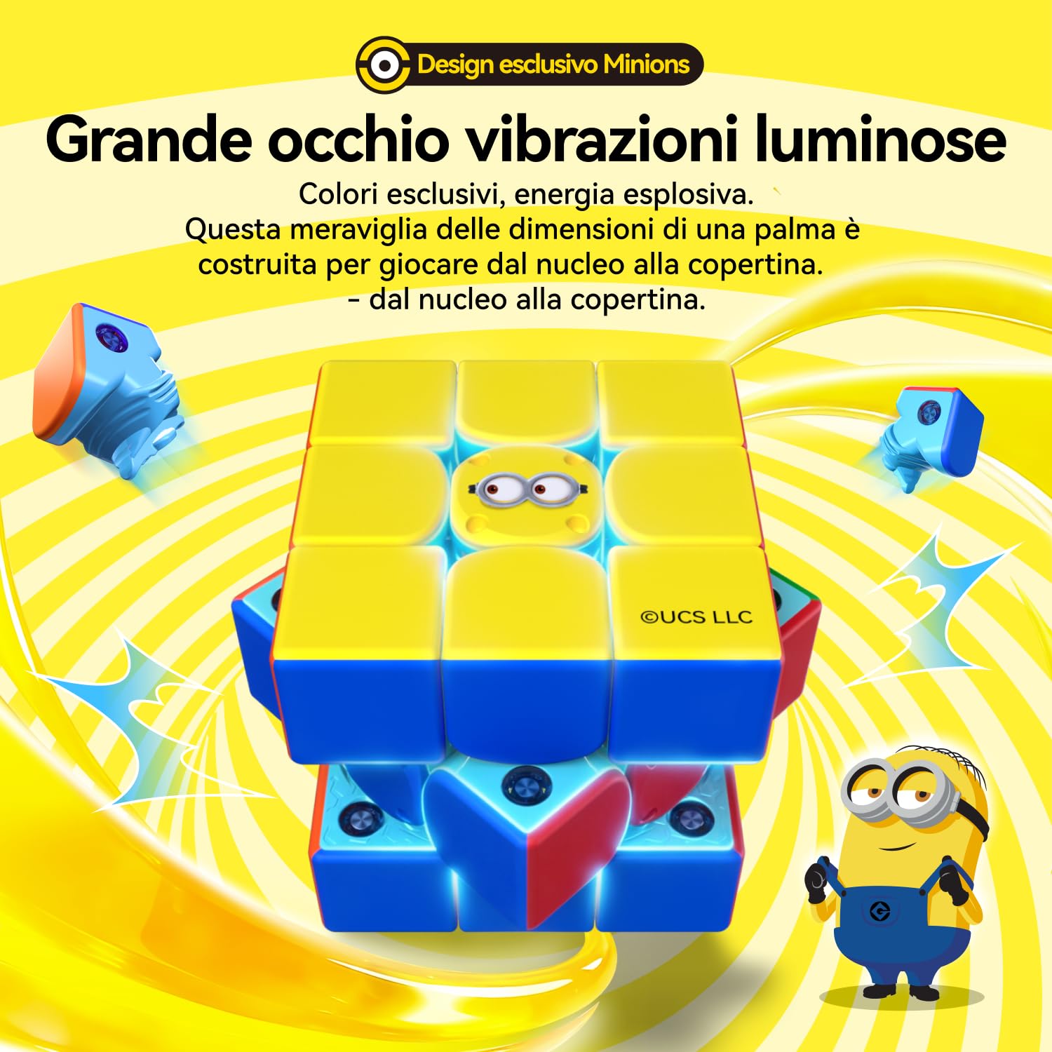 GAN icarry 4 Minions UV Cubo Professionale Smart Speed Cube magnetico 3x3 | Giocattoli Puzzle per Bambini, Adulti e Anziani, Prevengono la demenza, Scatole Regalo di alta Qualità, Oggetti da Collezione