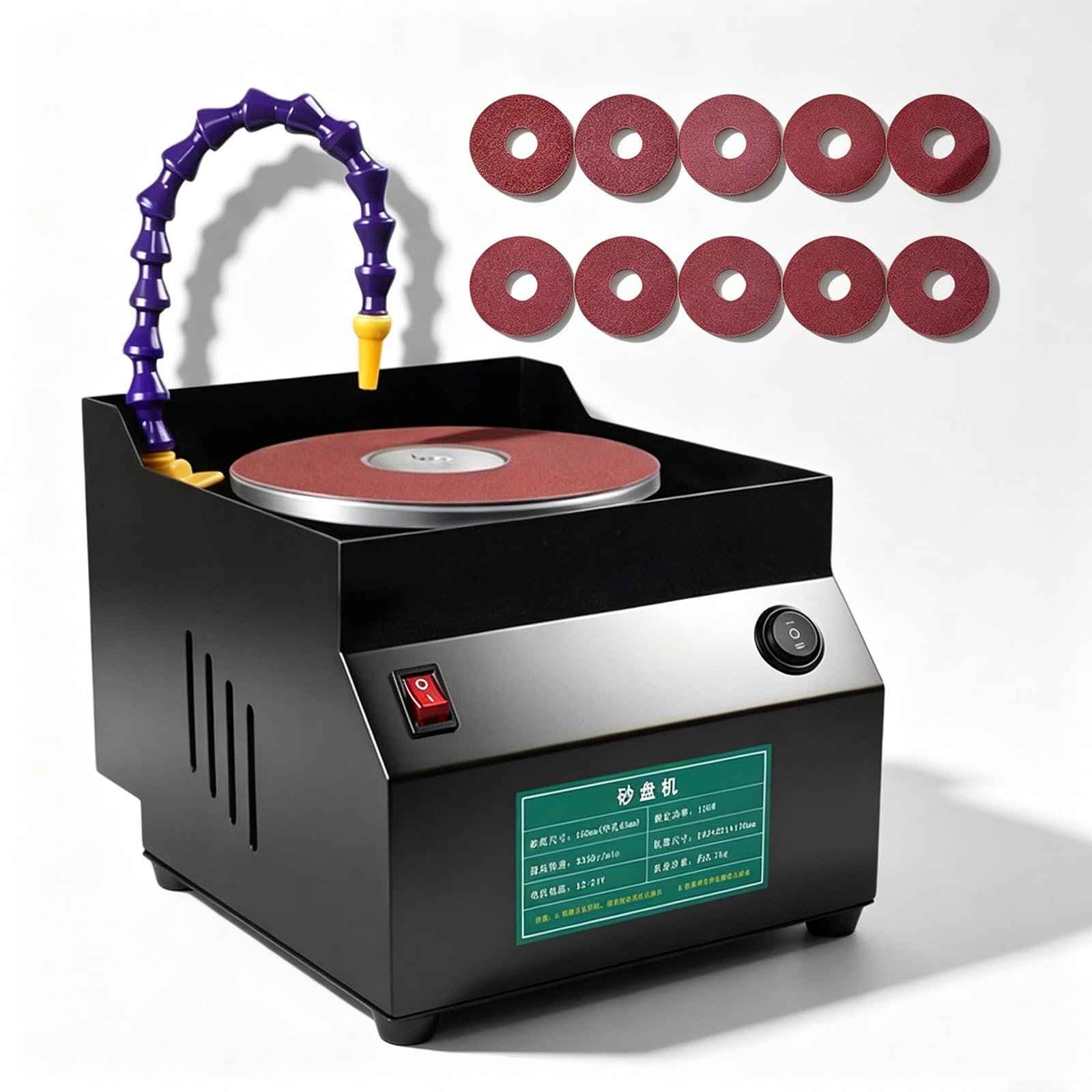 Wassergekühlte Messerschleifmaschine, Nass-Schärfsystem, 7 Geschwindigkeiten einstellbar, vorwärts/rückwärts, 10 Schleifscheiben, für Scheren Metallarbeiten