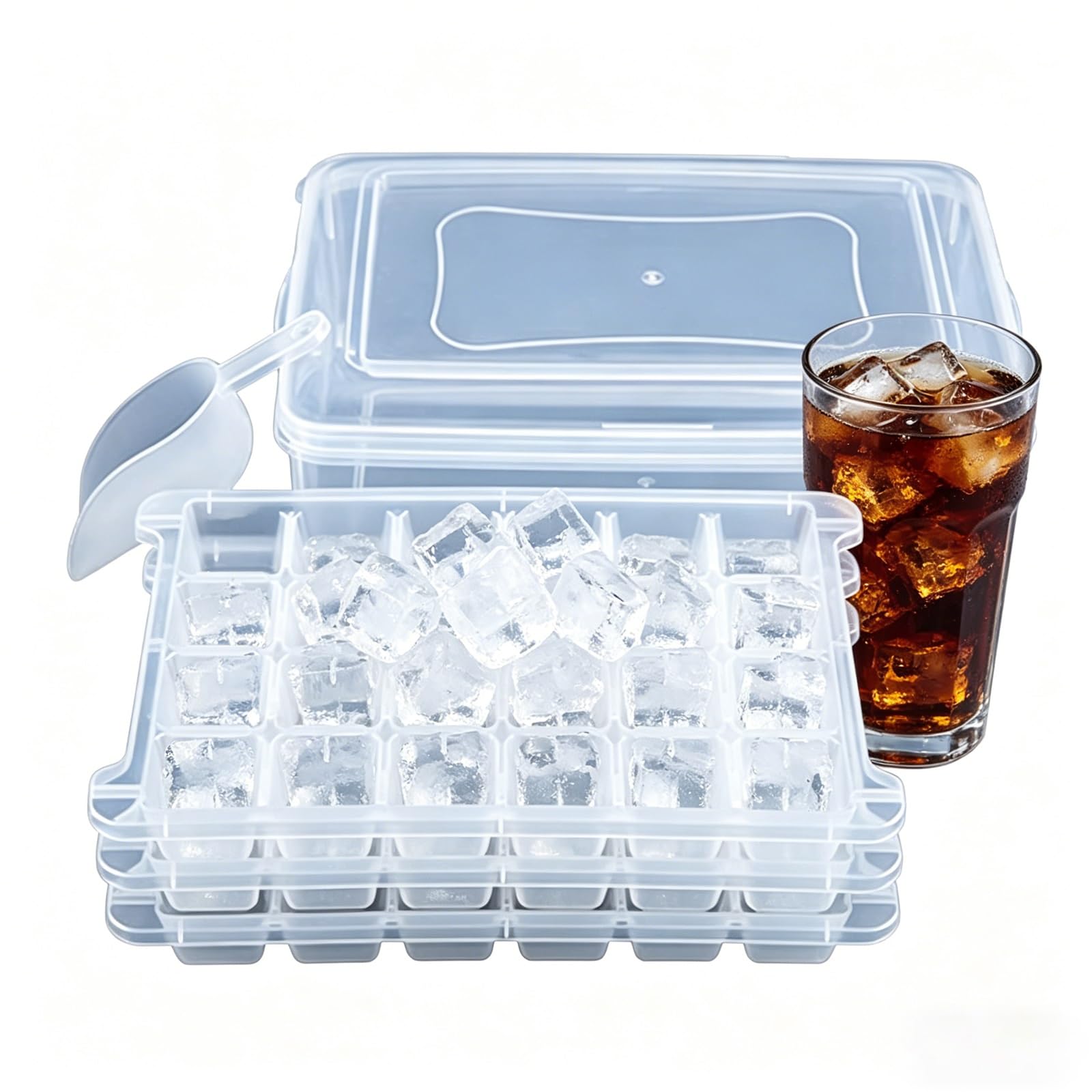Kaffee-EiswüRfel-Form Mit Deckel, Stapelbare EiswüRfel-Schale Mit Aufbewahrungsbox FüR GeträNke, Whiskey, Cocktails Und Tee Zu Hause