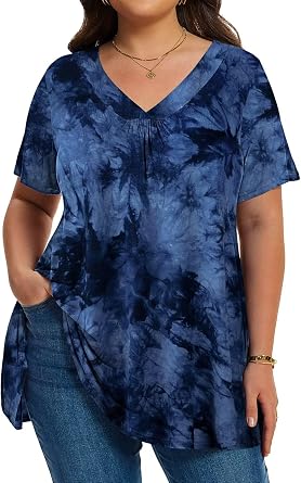 LARACE Plus Size Tops for Women Short Sleeve Wearable Garments Clothes