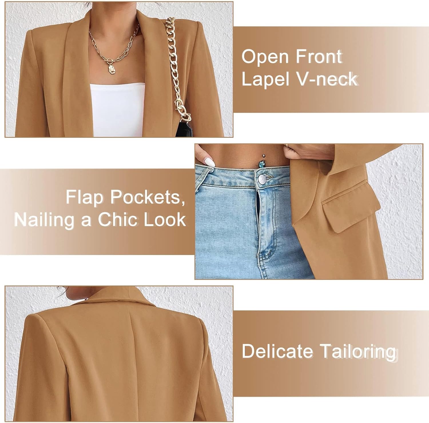 KateModa Women's Sweater Blazers Bussiness Casual Jacket Long Sleeve Cardigan Button Front Lapel Suit with Pockets - Image 6