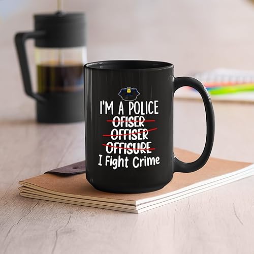 Miniatura 2 de Taza de café con texto en inglés "I'm A Police I Fight Crime", 11 onzas, 15 onzas, ideas de regalo para hombres y mujeres, oficial de policía, taza