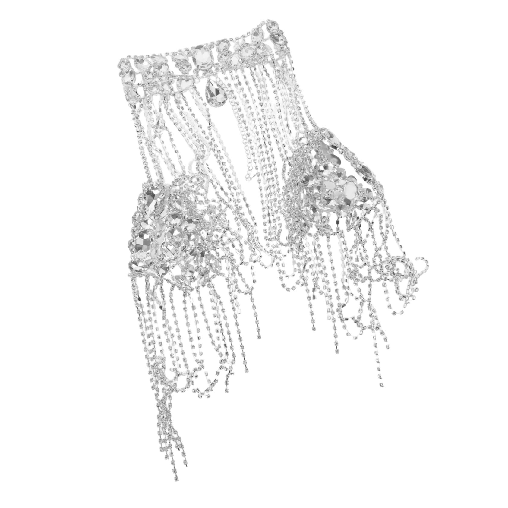 Healvian Cadena de Hombro Borla Brillante Collar de Hombro de Cadena Corporal para Mujer Joyería de Gemas de Imitación para Fiestas y Salidas Nocturnas
