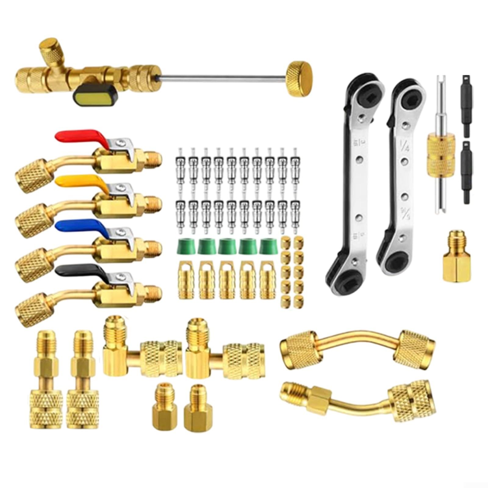 Set di strumenti per la rimozione del nucleo della valvola sottovuoto, per HVAC, chiave di riparazione per valvole a sfera in ottone con R410A, per adattatori mini split, compatibile con sistemi di