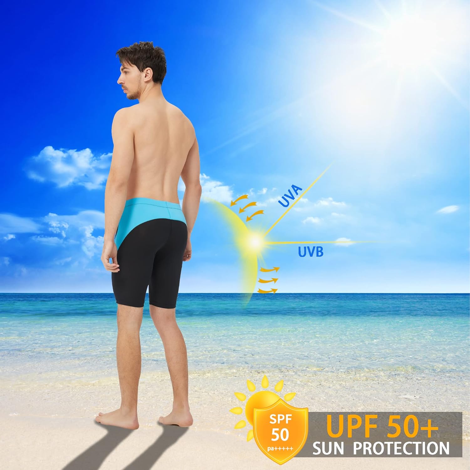 Men's Swim Jammers Competitive Athletic Swim Team Suit Training Endurance Racing Quick Dry Swimming Shorts UPF 50 - Image 3