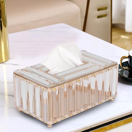 Miniatura 5 de Zerodis Caja de almacenamiento de pañuelos, soporte de pañuelos exquisito exterior multiusos para mesa de oficina para mesa (dorado)