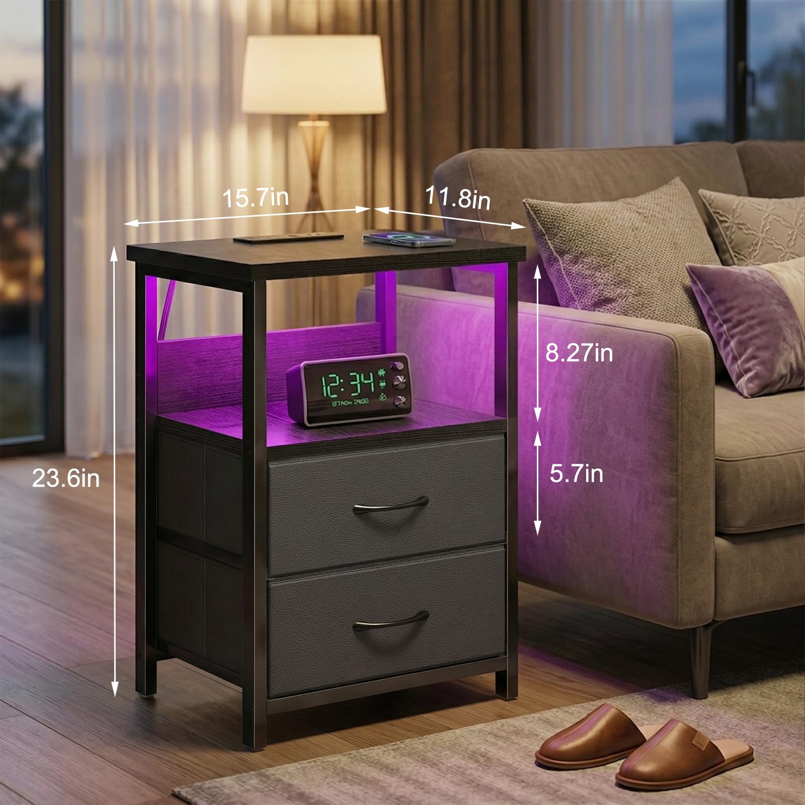 極美品 raw life factory RLF Night LOW Amazon.com: Fixwal Black Nightstands Set of 2, Led Night Stand