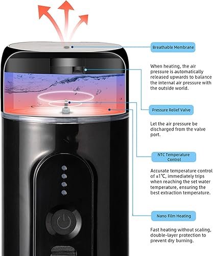 Miniatura 4 de TOPINCN Cafetera portátil, cafetera de viaje a presión de 18 bares, compatible con cápsula y carga USB de tierra para viajes, oficina