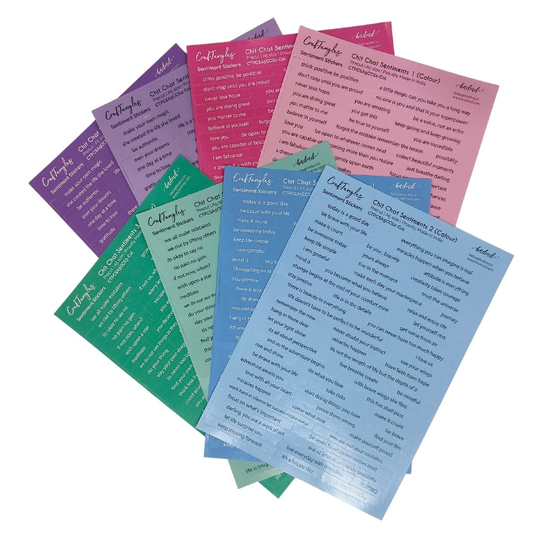 Sponsored Ad - Precut Coloured Sentiment Stickers (544 pcs) Peel and Stick, Printed Multicolored Stickers for Scrapbooking, Notebooks, Diaries, Journals, Laptops, Mobiles