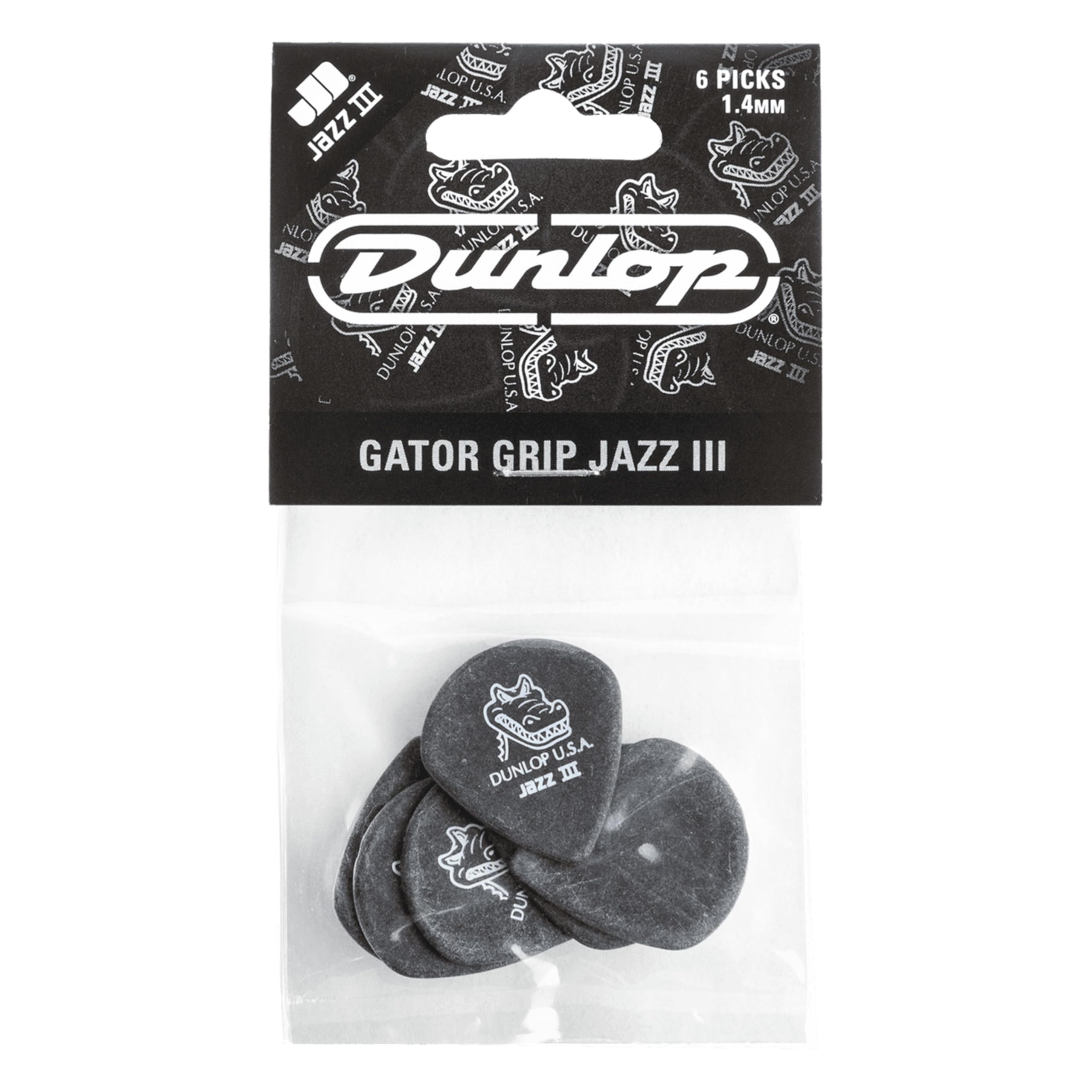 Jim Dunlop 571P140 Picks - Gator Grip Jazz III 1.40mm - Player Pack 6