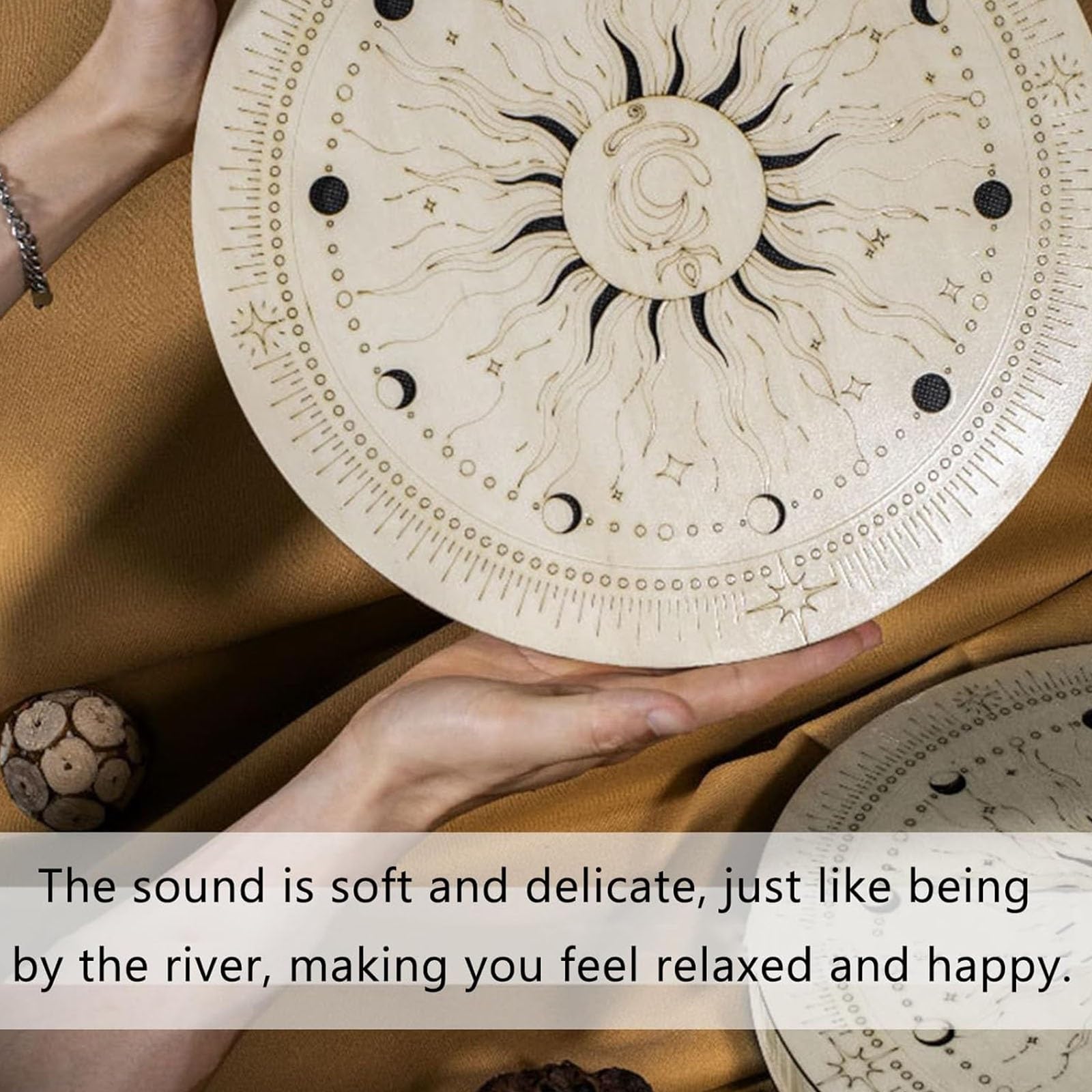 Ocean Drum Rain Disk, tamburo a disco manuale per meditazione yoga, musica spirituale e riflessione, migliora il relax e la consapevolezza