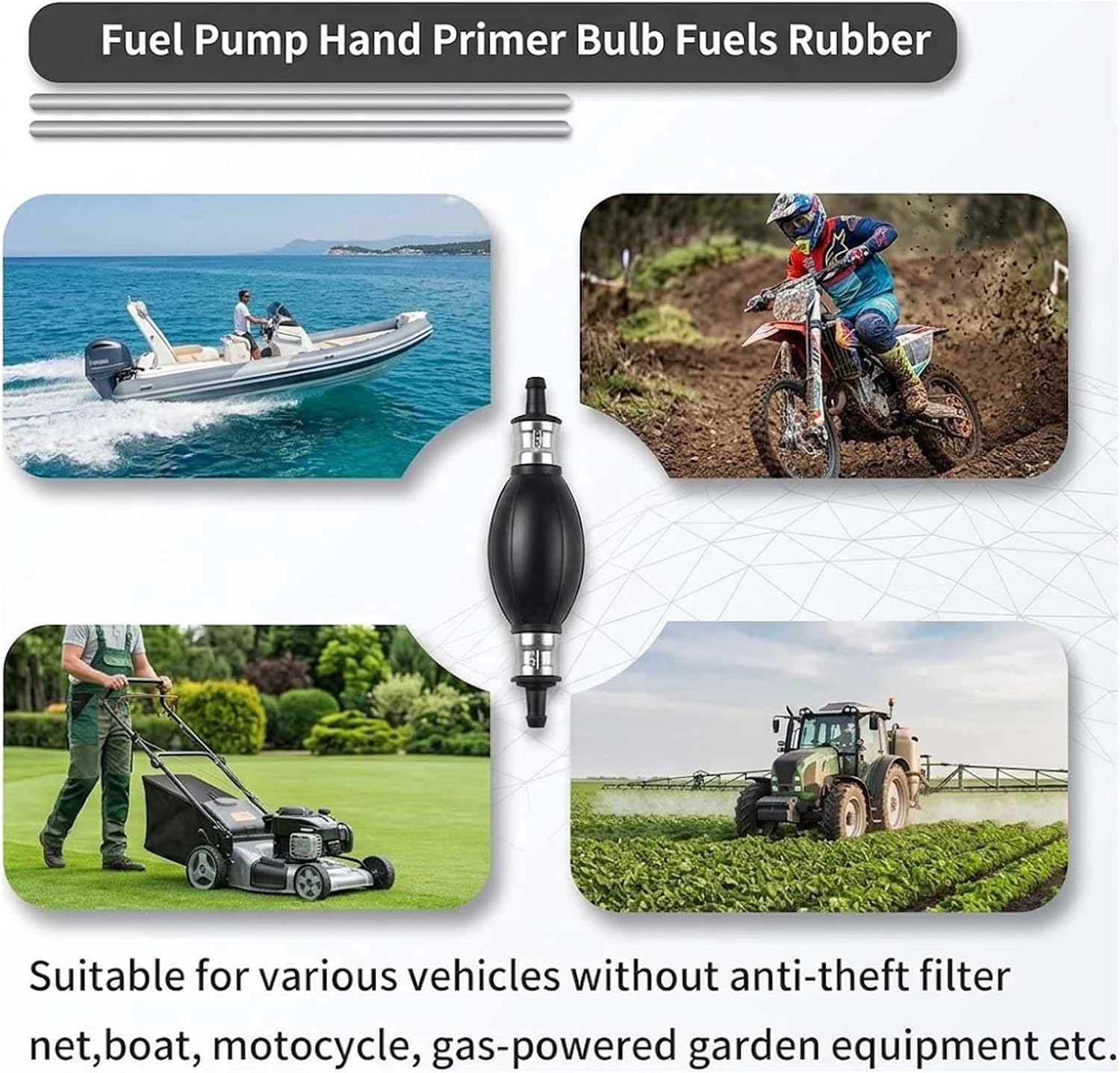 5/16" Hand Fuel Transfer Pump, Manual Primer Bulb Pump for Gasoline Petrol Diesel, 8mm Rubber Fuel Line Primer Bulb for Marine Boat Car Accessories