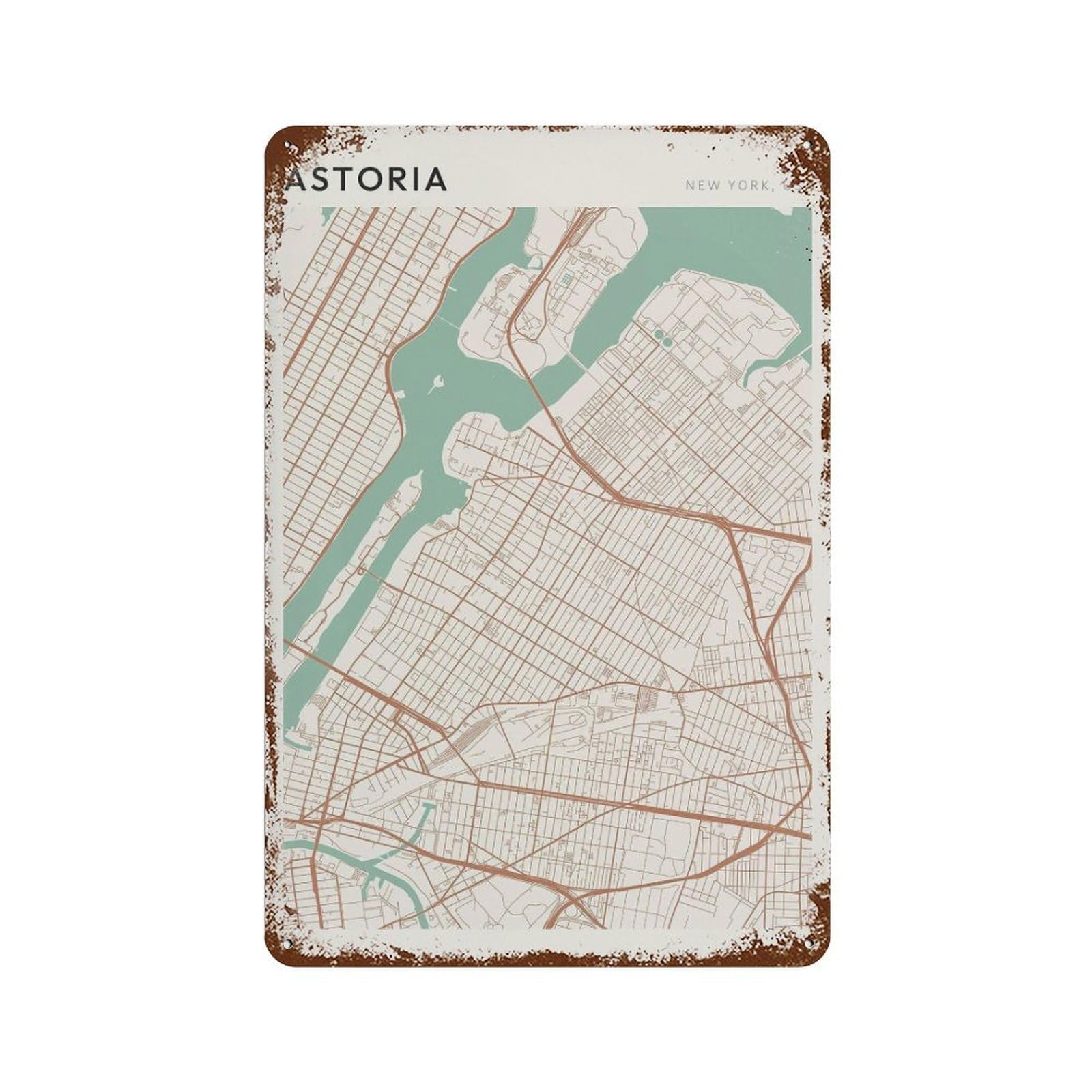 xiaoxiaoshen Astoria Map New York Travel Gift Scandi (2) Wall Decor Art Metal Tin Poster Modern Home Decor Art Home Bar Shop Decorations Vintage Sign 30x20cm