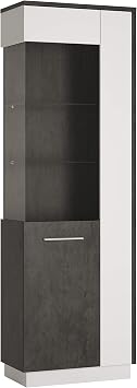 Tall Glazed Display Cabinet with LED Lighting and Adjustable Hinges Multiple Finishes RH and LH Door Options