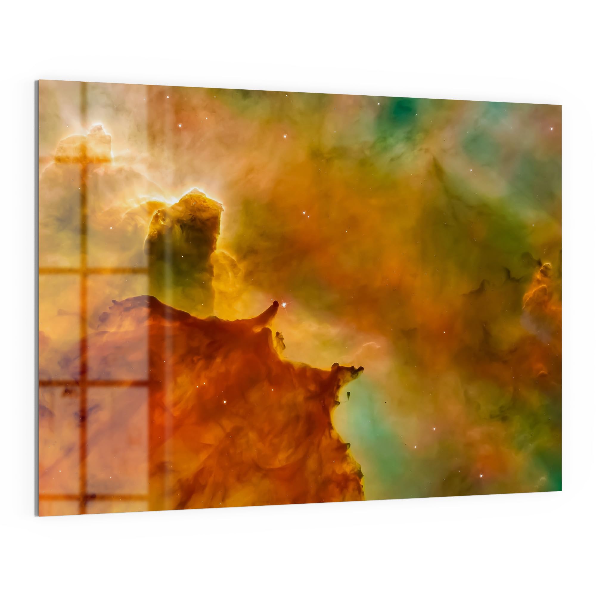DEQORI Szklana tablica magnetyczna | wymiary 120 x 90 cm | motyw "Kosmiczny czarodziej" | tablica memo ze szkła | tablica magnetyczna z magnesami, długopisem i chusteczką do kuchni i biura | tablica