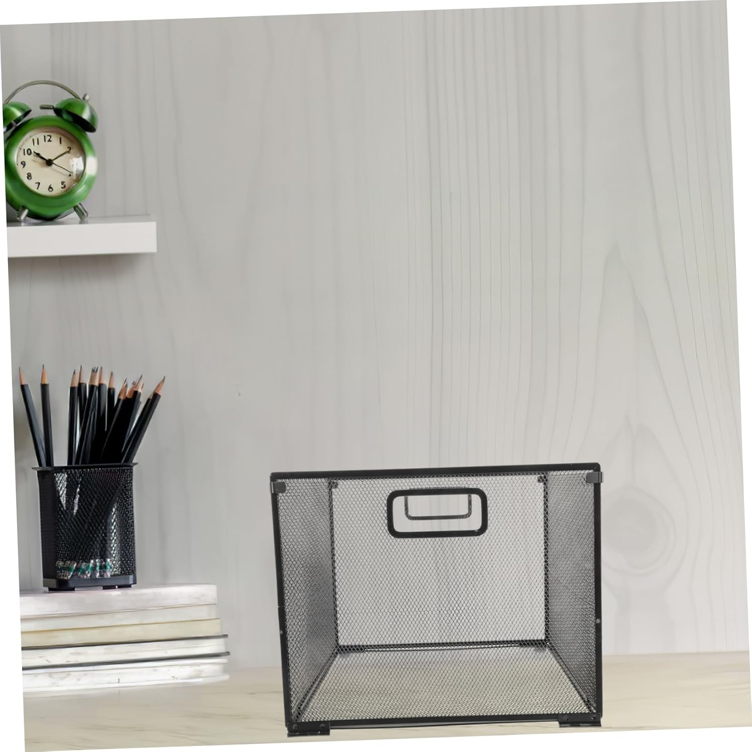 Mesh File Holder for Desk and Wall - Foldable Iron Wire File Basket Organizer for Office Document Storage and Home Desktop Filing Solution 12.6X11.8X9.7 Inches