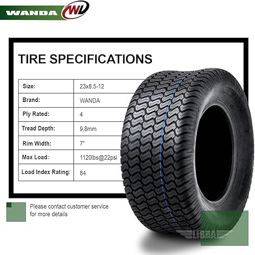 Miniatura 125 de WANDA One 18x7.50-8 Lawn Mower Cart Turf Tires P332 /4PR