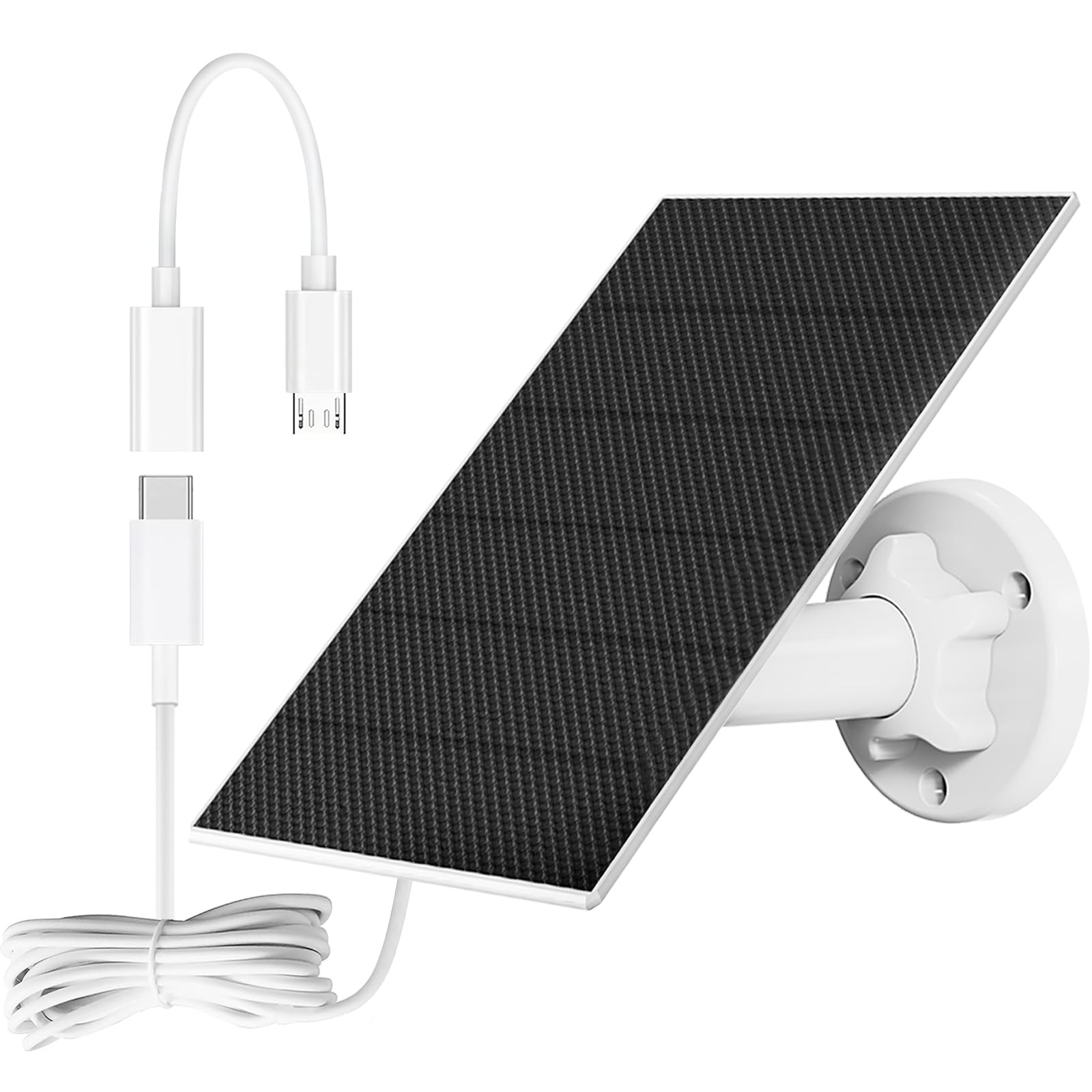 5W 5V防犯カメラ用 ソーラーパネル 太陽光パネル 小型 軽量 角度調整可能 IP65防水 屋外対応 高効率 省エネルギー ソーラーチャージャー 太陽光発電Micro USB Type-Ｂ/Type-C ポート対応
