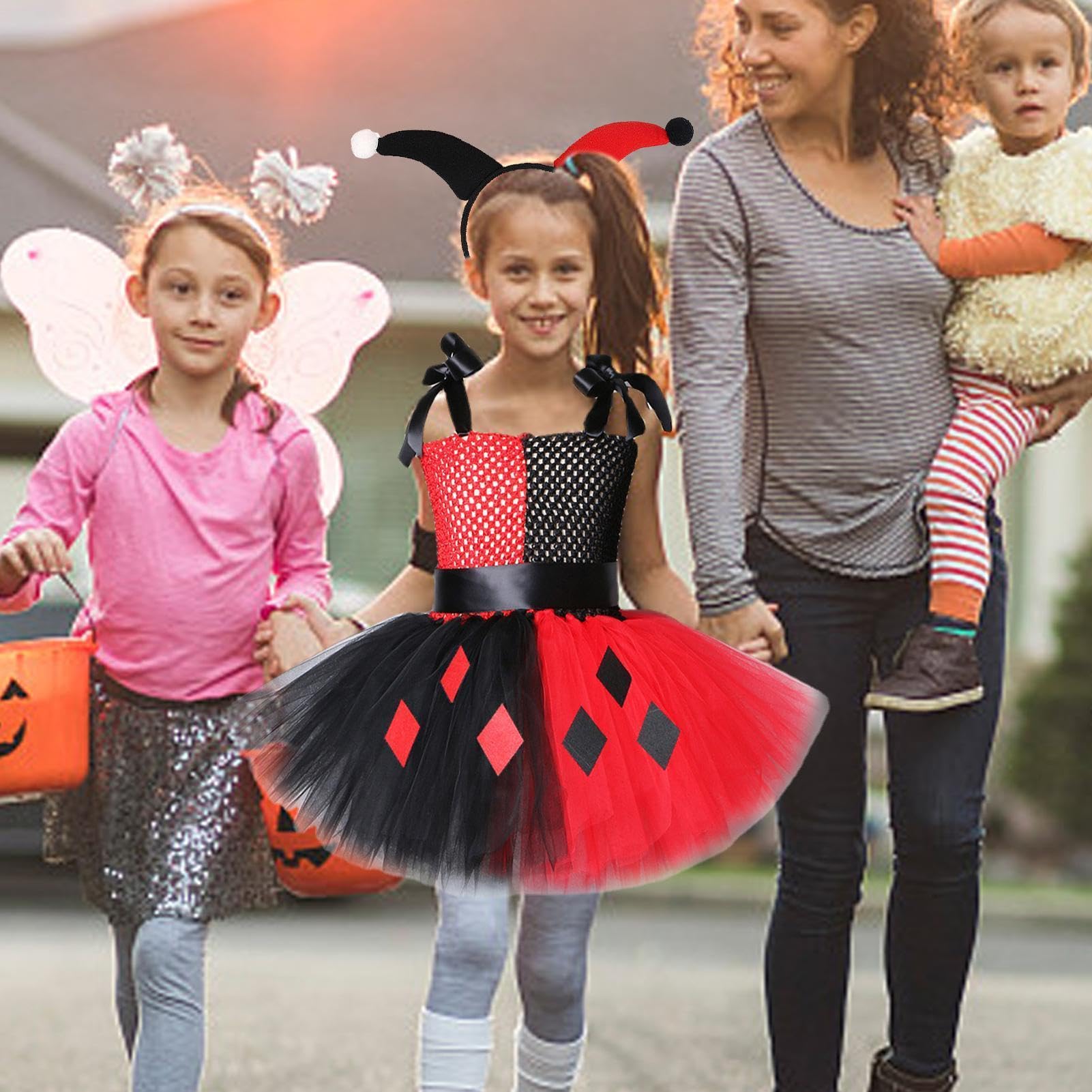 Generico Costume Clown Per Bambine Divertente Vestito Tutù Di Halloween Con