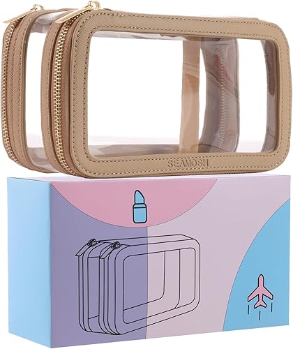 Clear Make Up - Neceser de viaje organizador de maquillaje para mujer, bolsa de cosméticos portátil de viaje, bolsa perfecta para negocios o