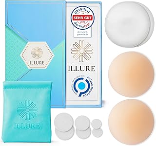 ILLURE® Nippelpads – Damen Nipple Cover mit Brustwarzenschutz - Nipple Pads wiederverwendbar & waschbar - dünne Selbstkleb...