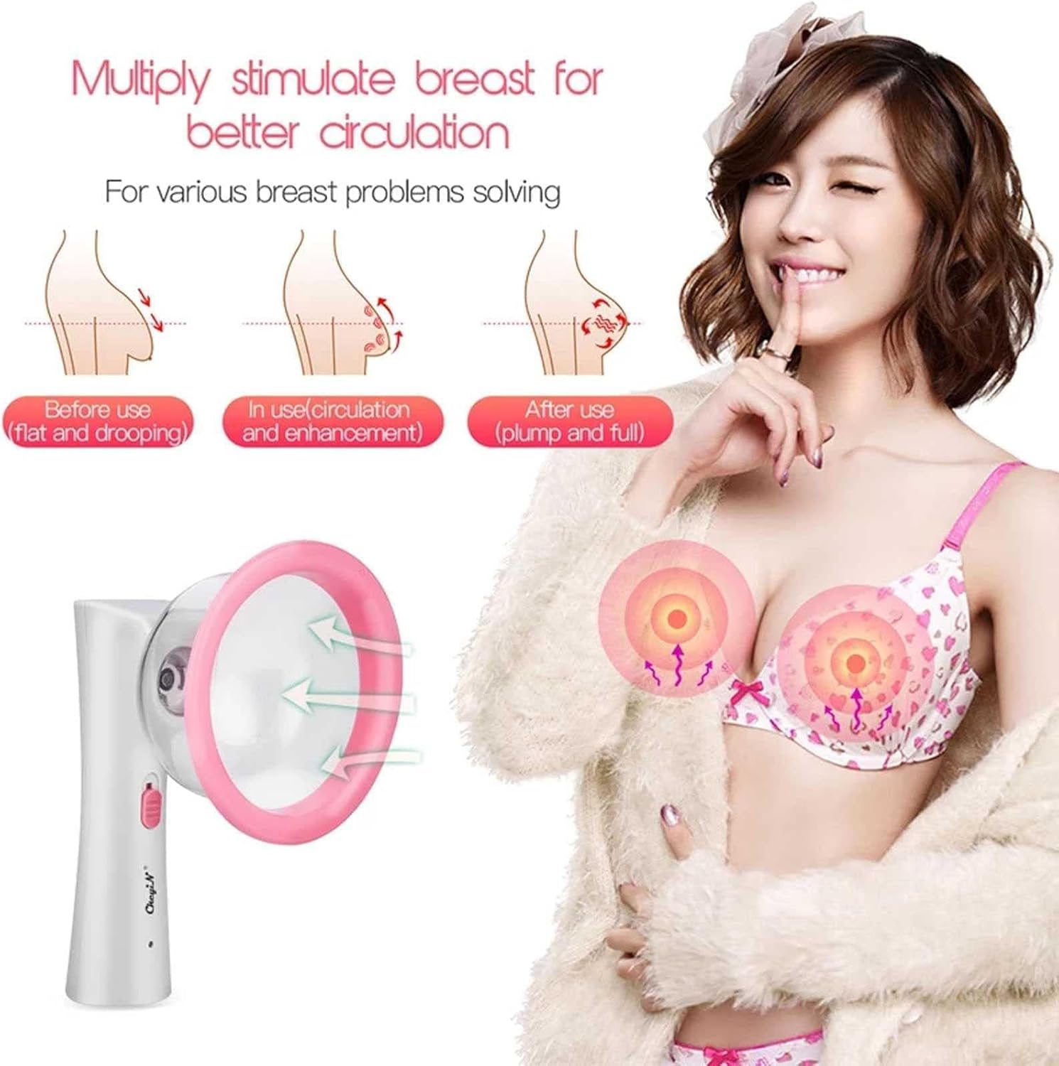 Electric Breast Massager & Vacuum Therapy Machine - Fast Growth Enlargement Pump with Double Cup, USB Charging for Women, Anti Sagging Bust Lift Enhancer for Breast Health Care - Image 3