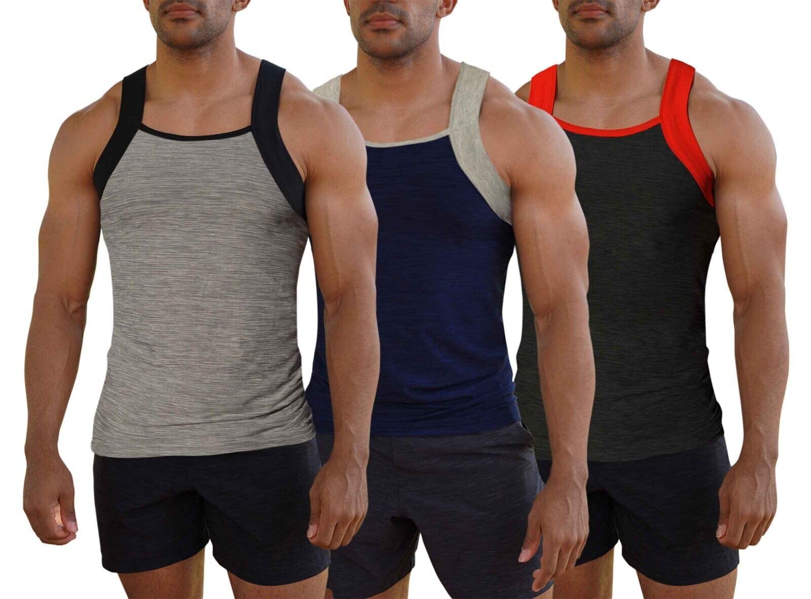 Men's 3 Pack Dry Fit Square Cut Tank Tops
