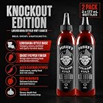 Heartbeat Hot Sauce Poirier's Knock Out 2-Pack, 177 mL x2, 8/10 Heat, Extra Hot Louisiana Sauce For Wings, Pizza And Tacos