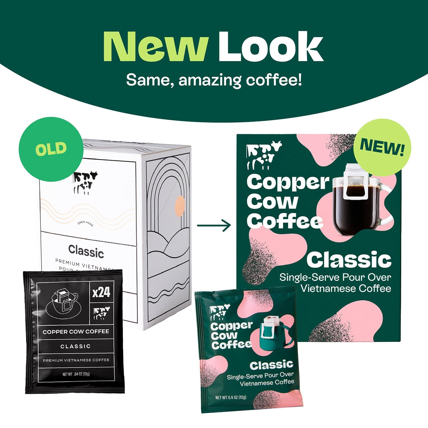 Copper Cow Coffee Vietnamese Pour Over Variety Pack, 5 Pack | 0.4 oz Each | Classic Black, Churro, Vanilla & Salted Caramel | Dark Roast Robusta | No Artificial Flavors | As Seen on Shark Tank
