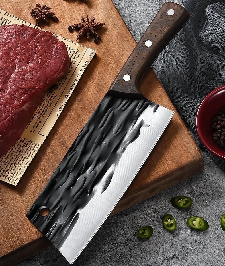 Meat cleaver,Cleaver Knife Butcher Knife Full Tang Handmade Forged High-carbon Clad Steel Bone Cutter Cleaver Knivse Filleting Slicing Cutter